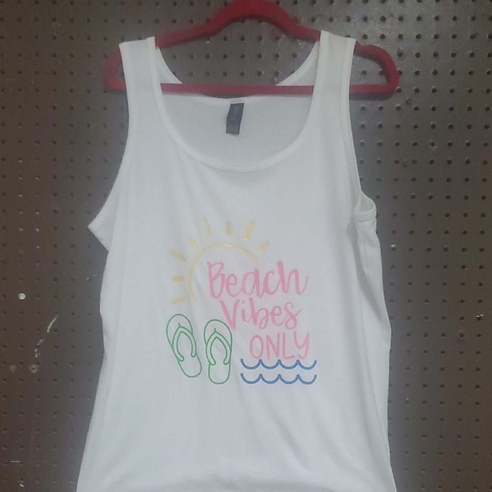 Beach Vibes Only White Tank Top